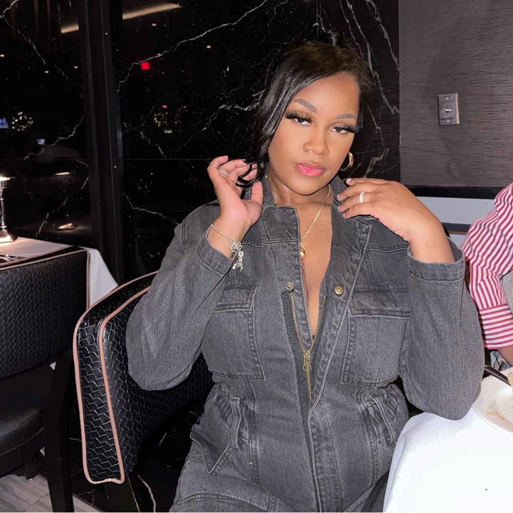 Universal Thread Black Utility Denim Jumpsuit Siz… - image 1